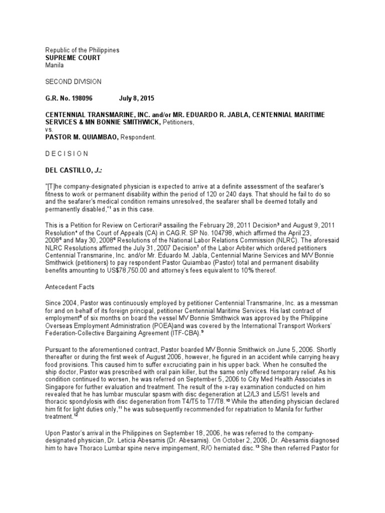 Centennial Vs Quiambao PDF United States Courts Of Appeals Supreme Court Of The United States