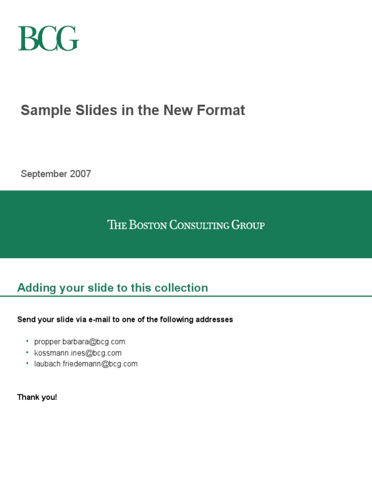 BCG Sample Presentation Slides | PDF | Mergers And Acquisitions ...