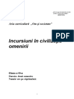 Incursiuni În Civilizaţia Omenirii: Aria Curriculară Om Şi Societate"