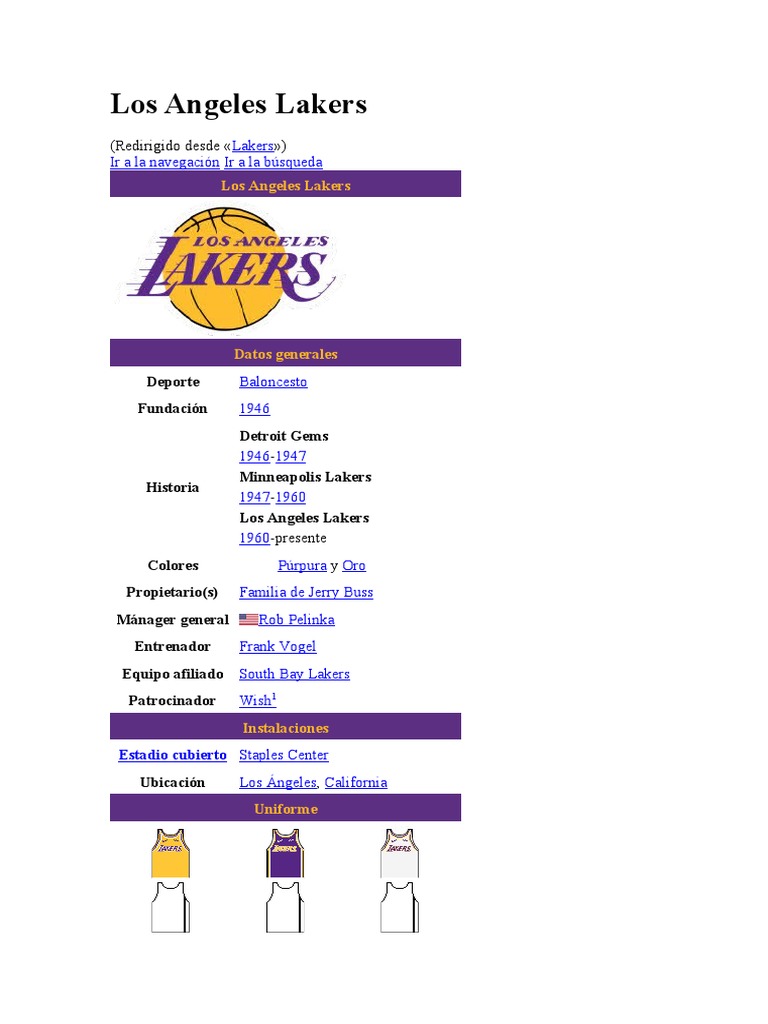 Los Angeles Lakers | PDF | los Lakers de Los Angeles | Kobe Bryant
