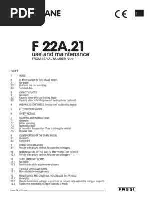 Fassi F22A.21 Crane Use & Maintenance Guide | PDF | Crane (Machine