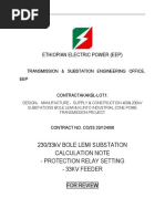 230/33Kv Bole Lemi Substation Calculation Note - Protection Relay Setting - 33Kv Feeder