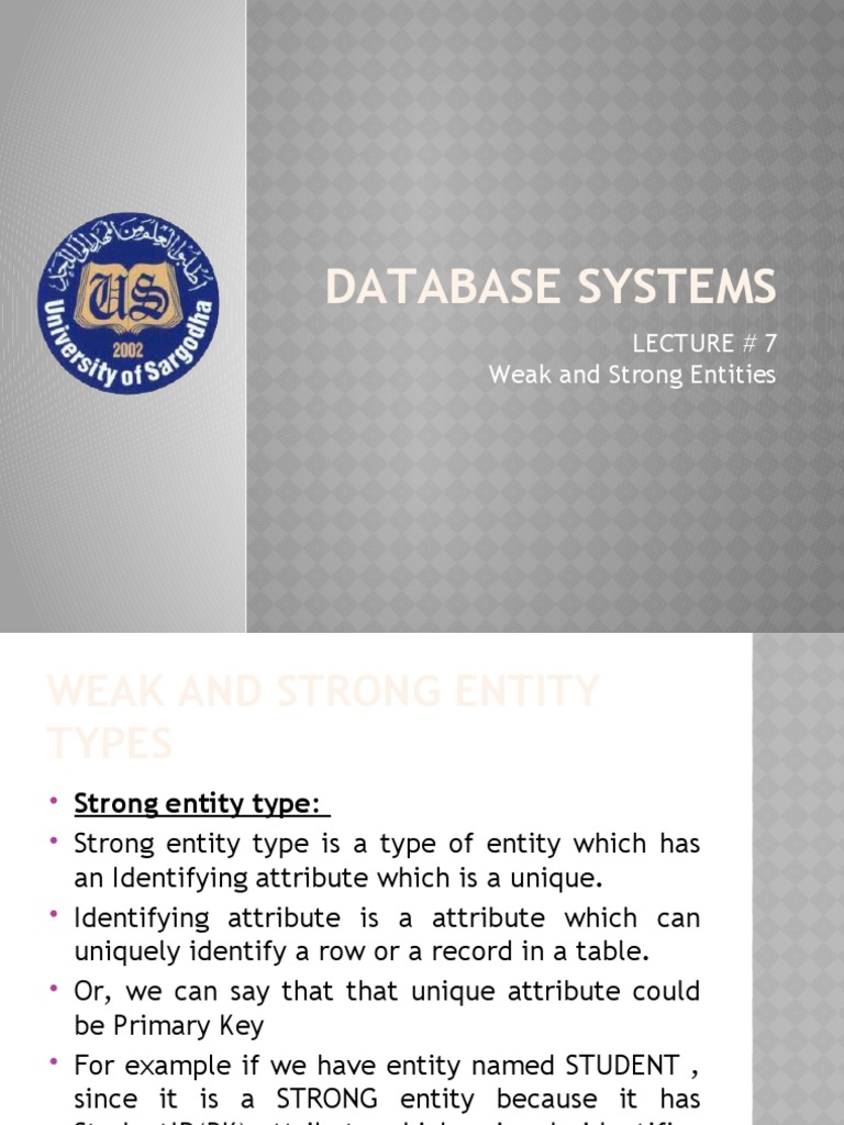 Weak vs Strong Entities in DBMS | PDF | Software Design | Data