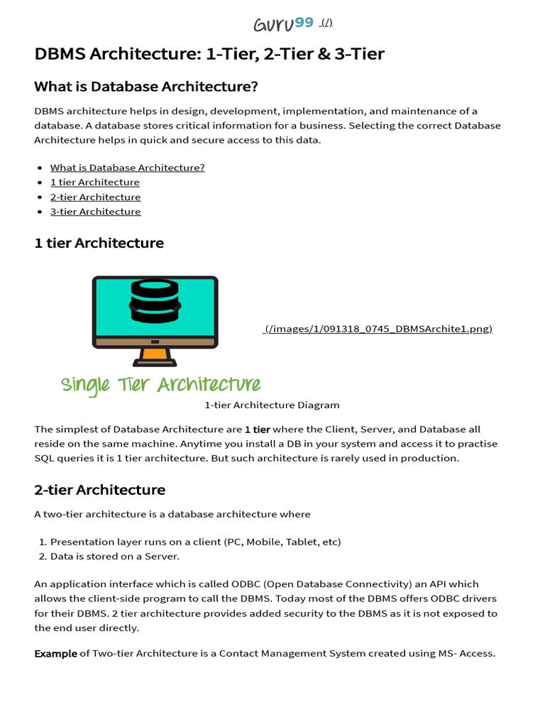 Lecture 2 Dbms Architecture 1 Tier 2 Tier 3 Tier | PDF | Databases ...
