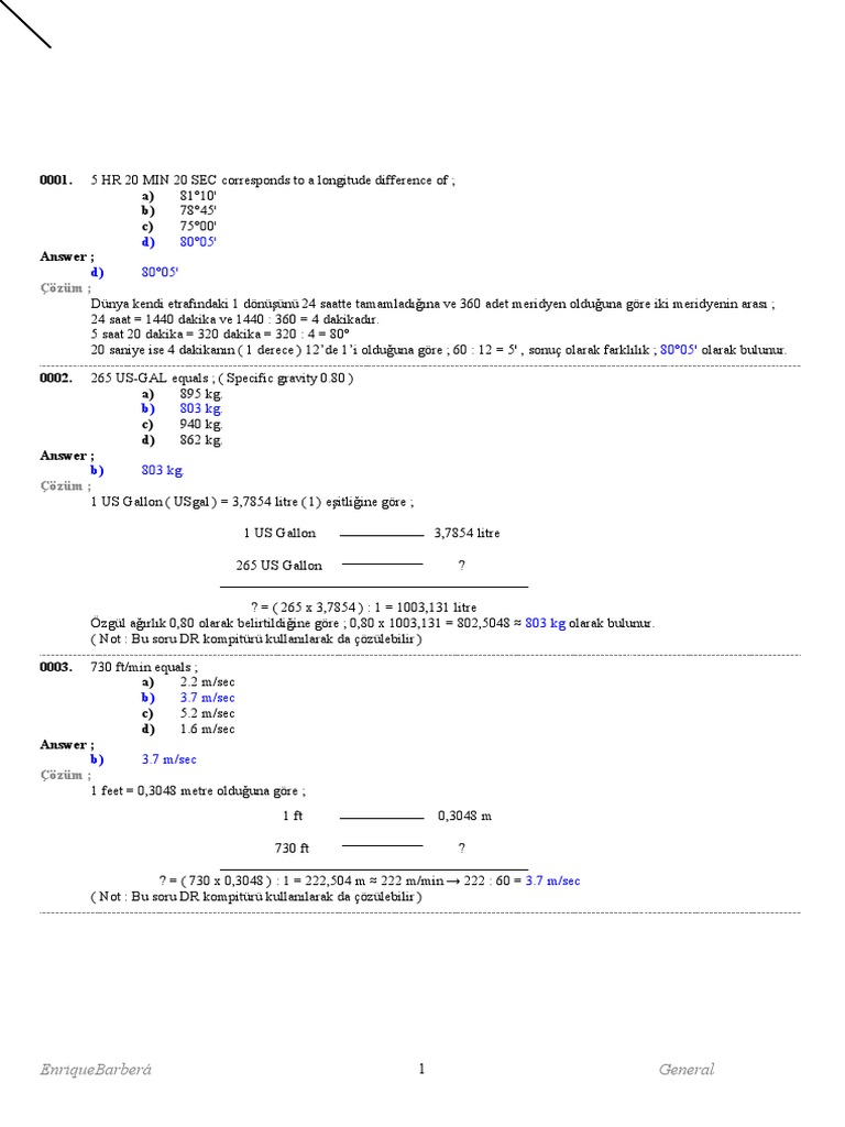General Navigation JAR ATPL Question Bank PDF