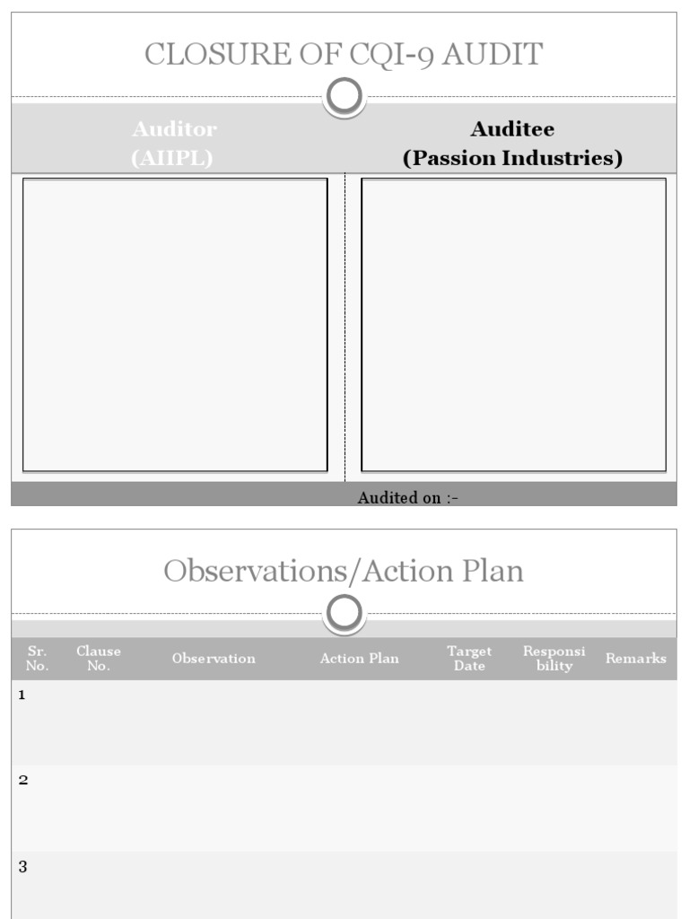 CQI-9 Audit Closure Summary | PDF | Finance & Money Management