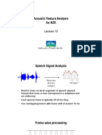 Acoustic Feature Analysis For ASR: Instructor: Preethi Jyothi