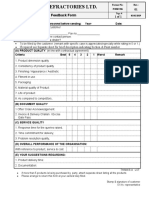 Customer Feedback Form: If Required Use Separate Sheet For Brief Description Indicating Section & Point Number