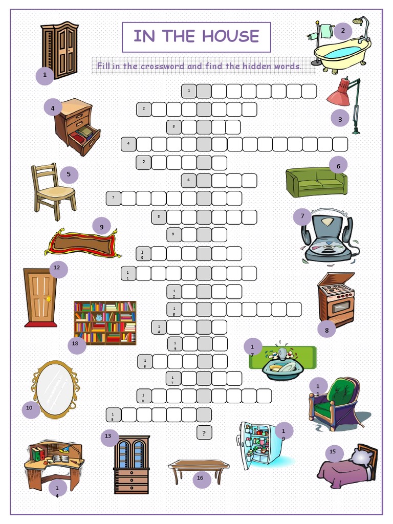 In The House: Fill in The Crossword and Find The Hidden Words PDF