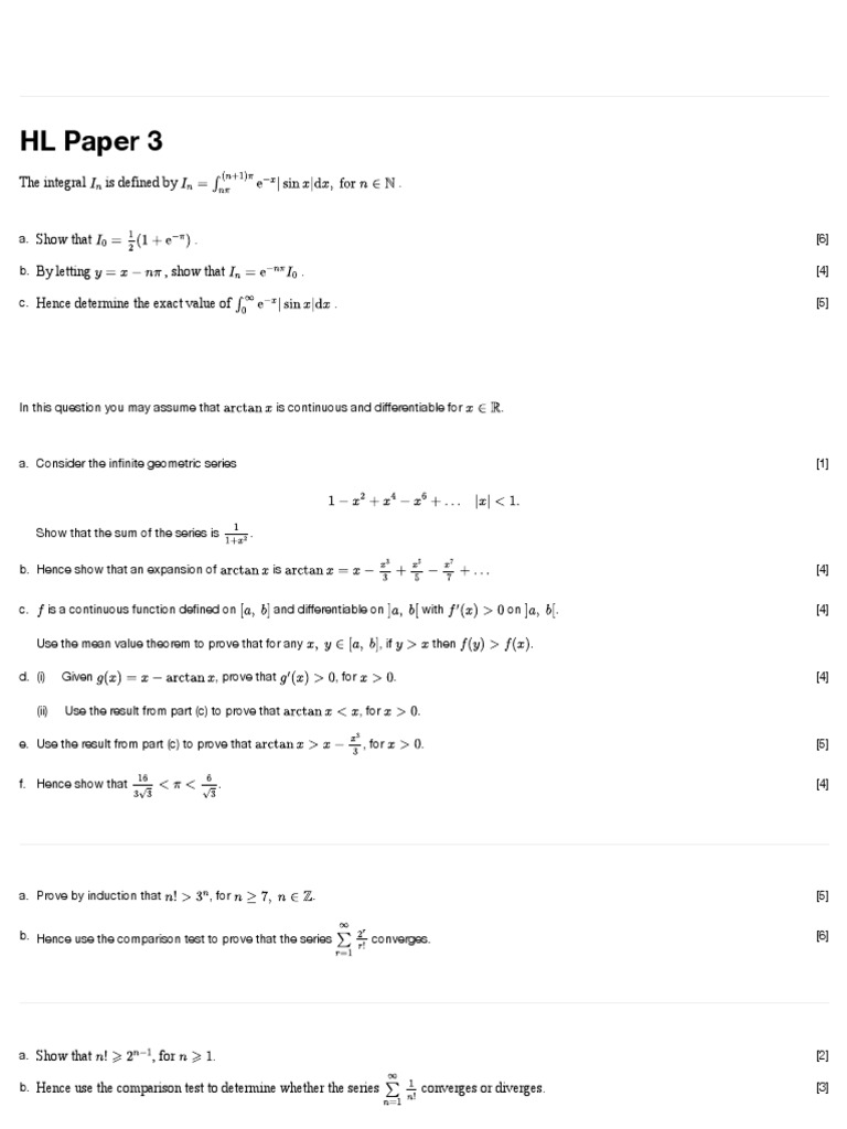 Integral and Series Convergence Proofs | PDF