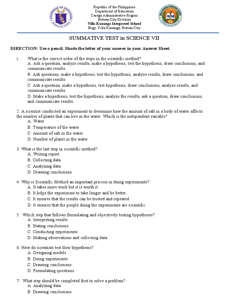 Grade 7 Science Quarter 1 Exam Guide | PDF | Solution | Solubility