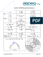 Formulae Sheet For EWRB Examinations: For Examination Use Only