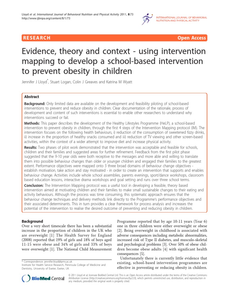 Evidence, Theory and Context - Using Intervention Mapping To Develop A ...