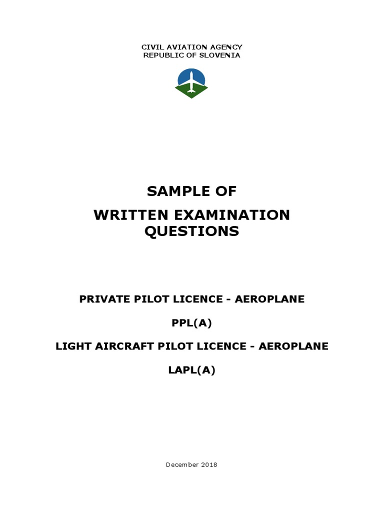 Sample of Written Examination Questions | PDF | Flight Control Surfaces ...