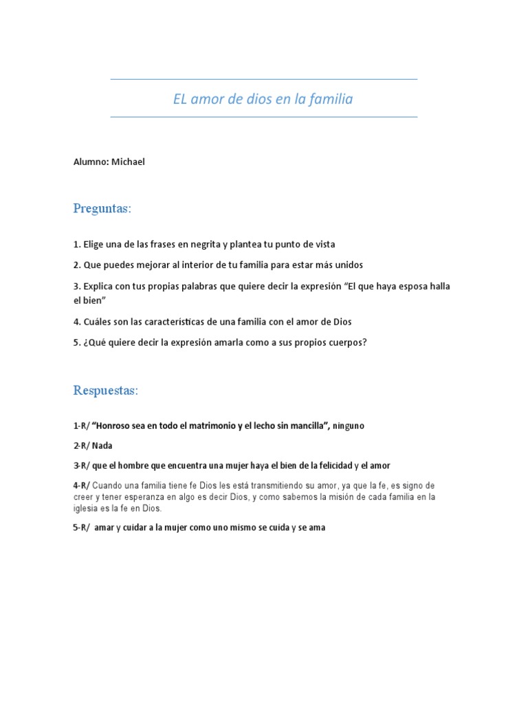 EL Amor de Dios en La Familia | PDF