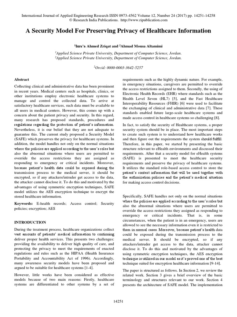 A Security Model For Preserving Privacy of Healthcare Information | PDF ...