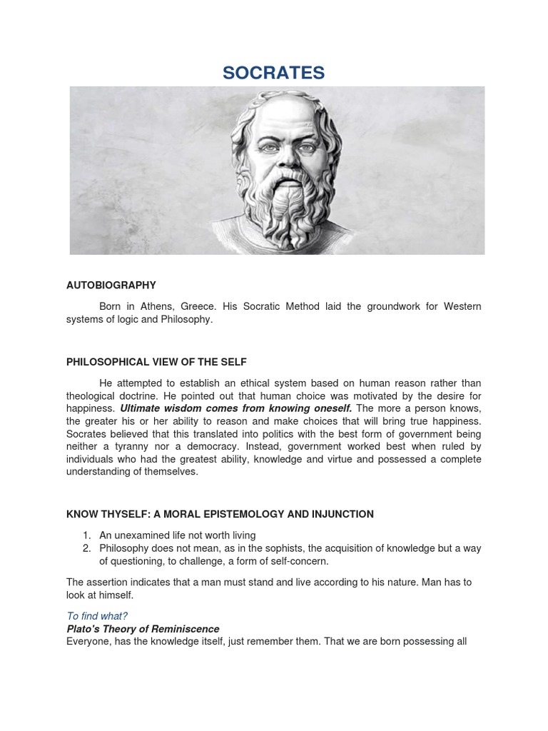 Socratic, Platonic, and Aristotelian Self | PDF | Socrates | Philosophy ...