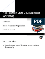 Negotiation Skill Development Workshop: Topic: Context of Negotiation Dated: 12.10.2020