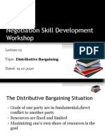 Negotiation Skill Development Workshop: Topic: Distributive Bargaining Dated: 19.10.2020