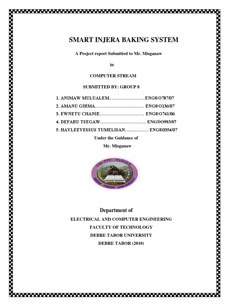 Smart Injera Baking System: Department of | PDF | Electric Motor | Arduino