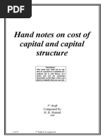 Hand Notes On Cost of Capital and Capital Structure: Composed By: H. B. Hamad