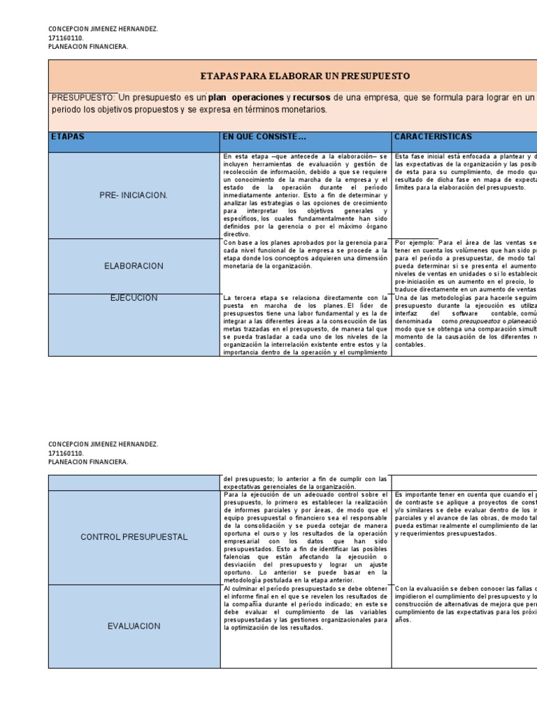 Etapas para Elaborar Un Presupuesto | PDF | Presupuesto | Planificación