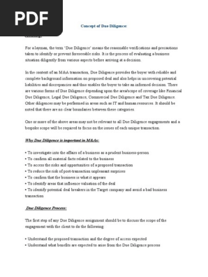 Due Diligence