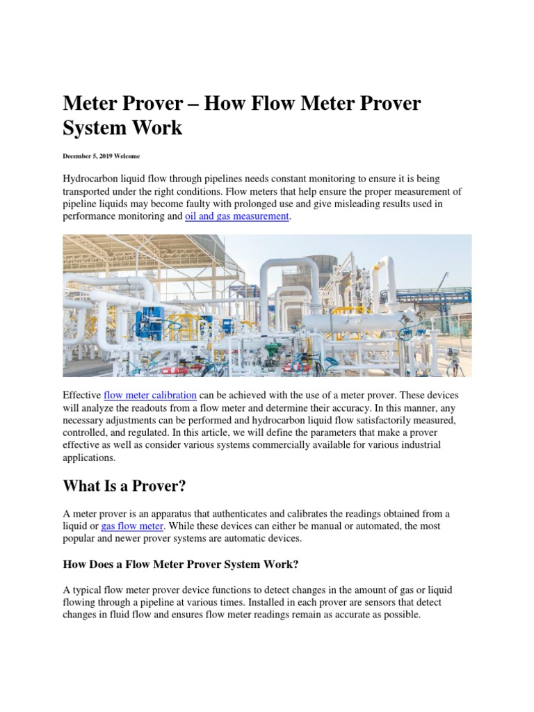 Meter Prover How Flow Meter Prover System Work What Is A Prover