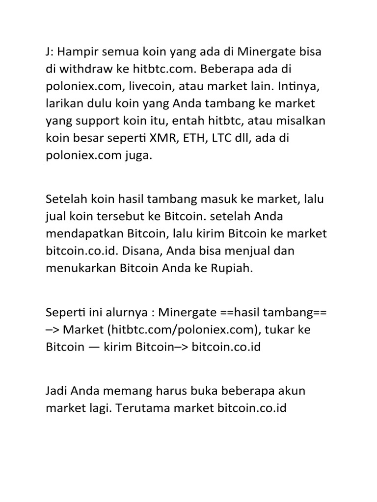 Cara Withdraw Koin dari Minergate ke Rupiah | PDF | Griya & Taman | Seni