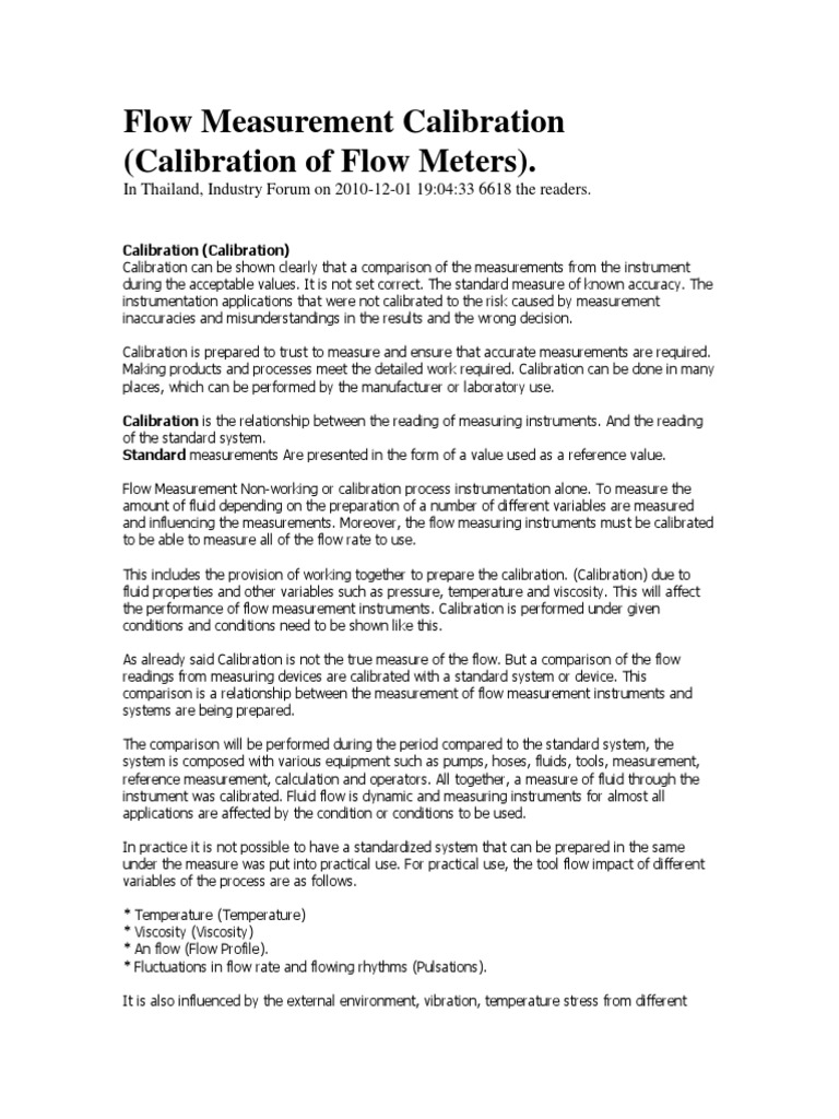 Flow Meter Calibration Insights | PDF | Isotopic Labeling | Calibration