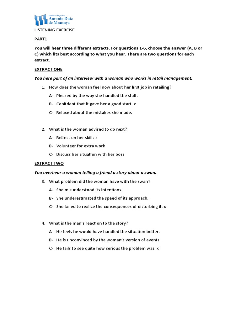 Listening Exercise Part 1 Cd1 Advanced Pdf Language Arts Discipline