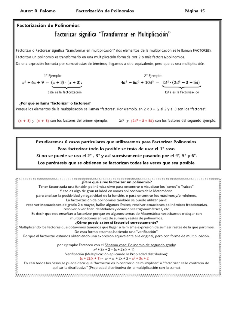 C 15 21 Unidad 2 Factorización De Polinomios Pdf