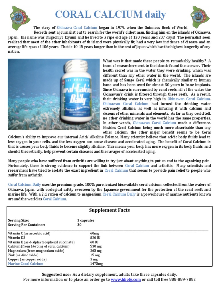 Coral Calcium | PDF | Magnesium | Okinawa Prefecture