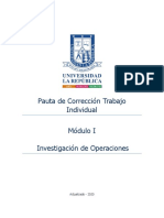 Investigación de Operaciones Módulo 1 - Ejercicio Resuelto Examen (Trabajo Individual) - Universidad La República Chile.