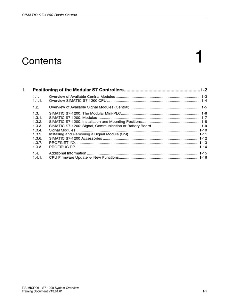 S7-1200 PLC Overview and Modules Guide | PDF | Input/Output ...