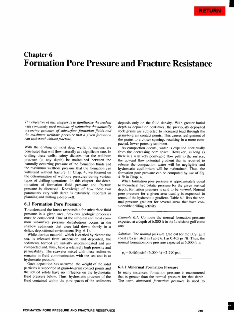 Formation Pore Pressure and Fracture Resistance | PDF