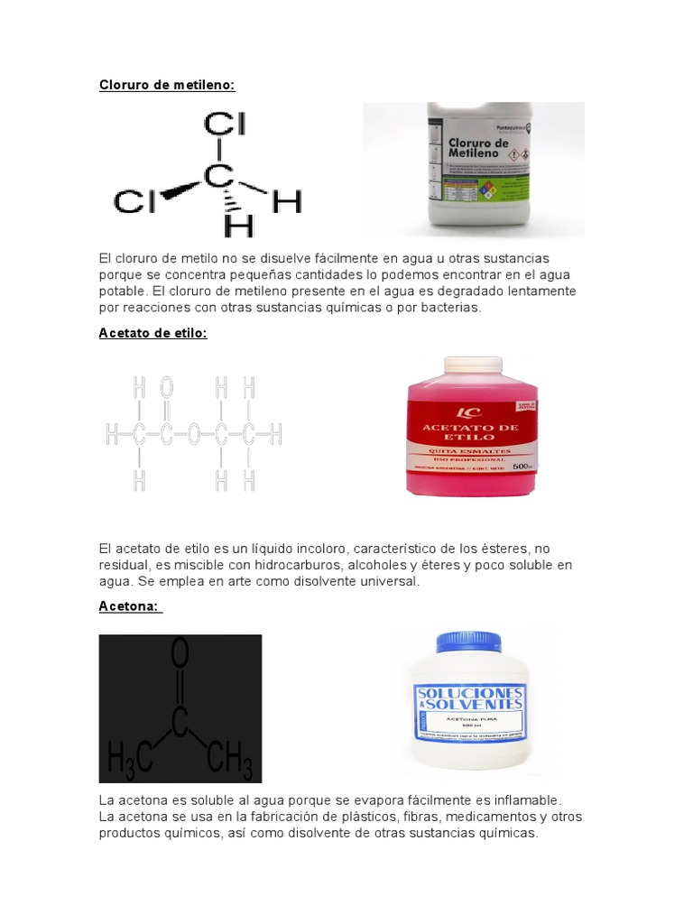 Cloruro de metileno y acetona: Usos y propiedades | PDF