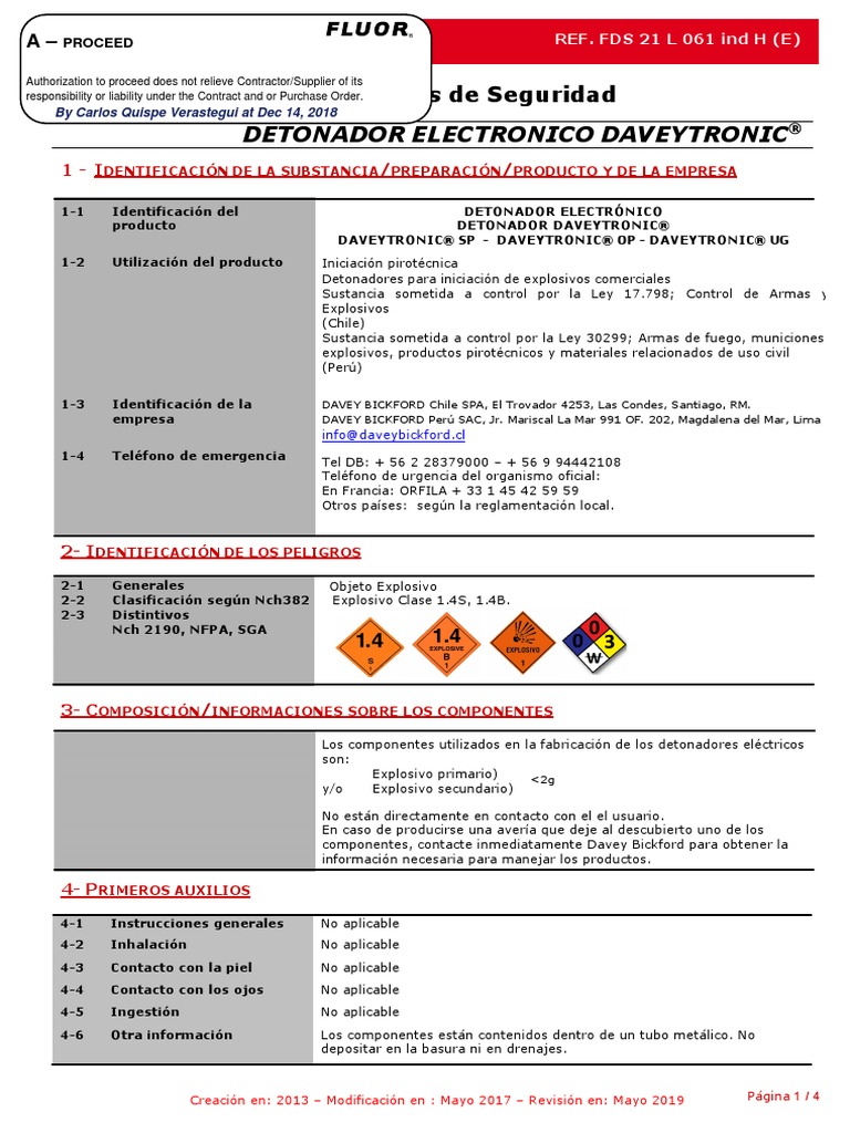 Detonador Electronico PDF Toxicidad Materiales