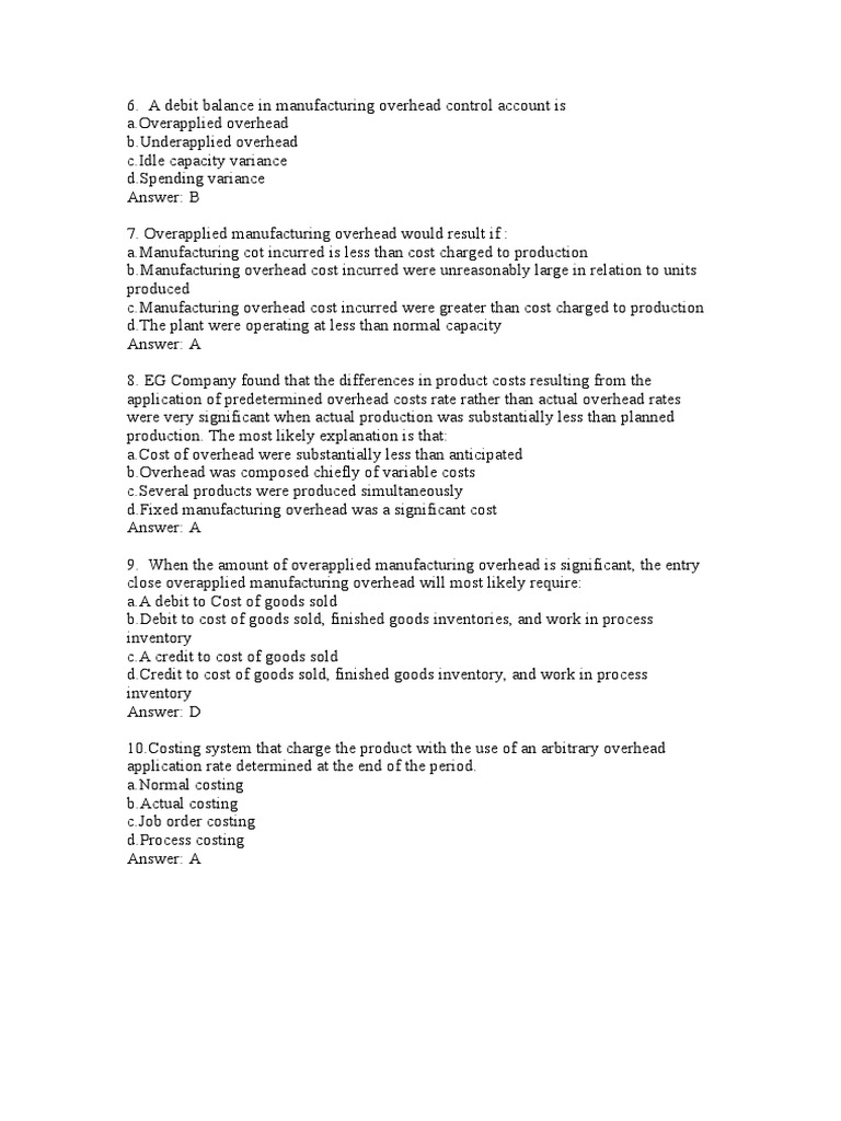 Cost Accounting Questions and Answers Part 2 PDF