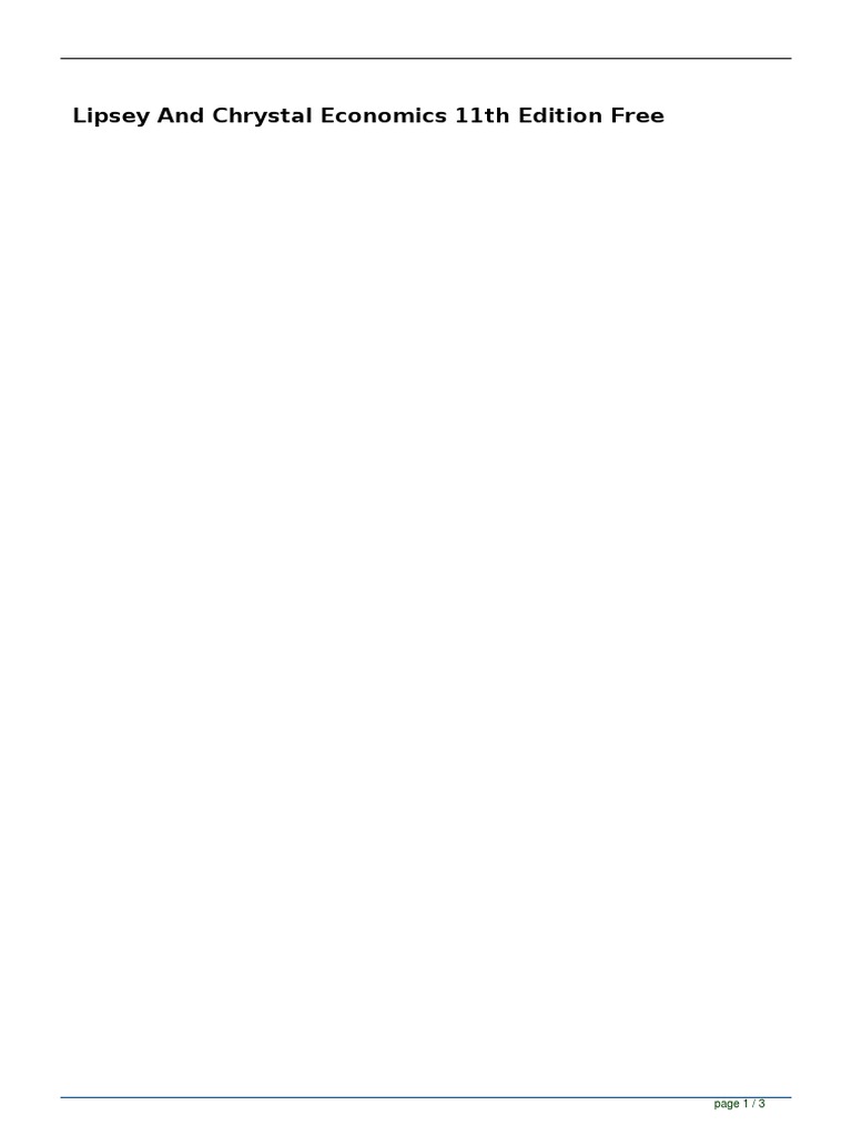 Lipsey and Chrystal Economics 11th Edition Free Page 1 / 3 PDF