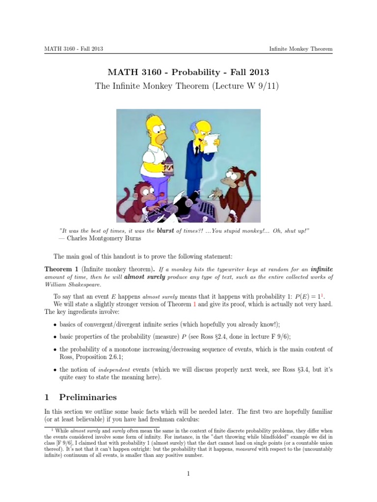 Infinite Monkey Theorem Explained | PDF | Mathematical Logic ...