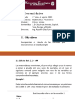 1.2 Calculo de Interés, Capital, Tasa, Tiempo y Monto