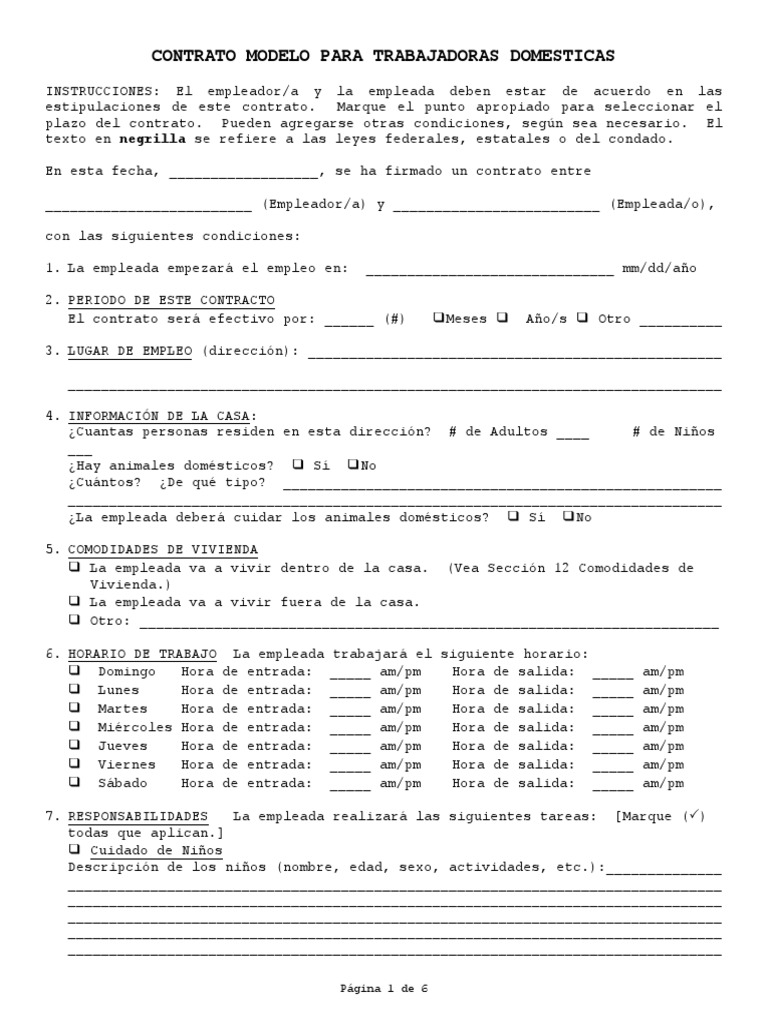 Model Contract Spanish | PDF | Vacaciones | Salario