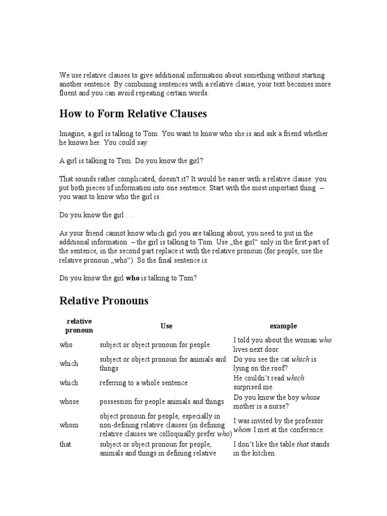 Mastering Relative Clauses in English | PDF | Pronoun | Linguistic ...