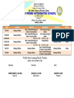 Weekly Home Learning Plan For Teachers: Time Monday Tuesday Wednesday Thursday Friday