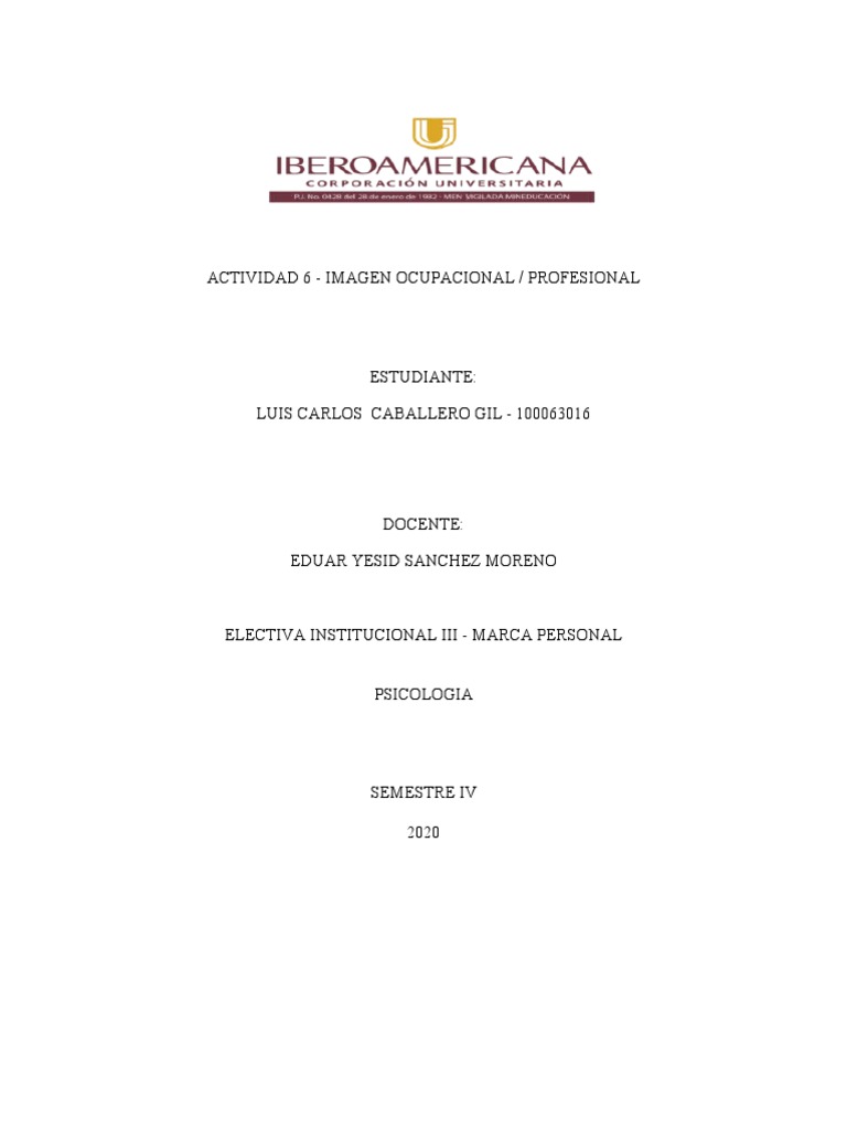Actividad 6: Imagen Profesional | PDF | Crecimiento personal y profesional