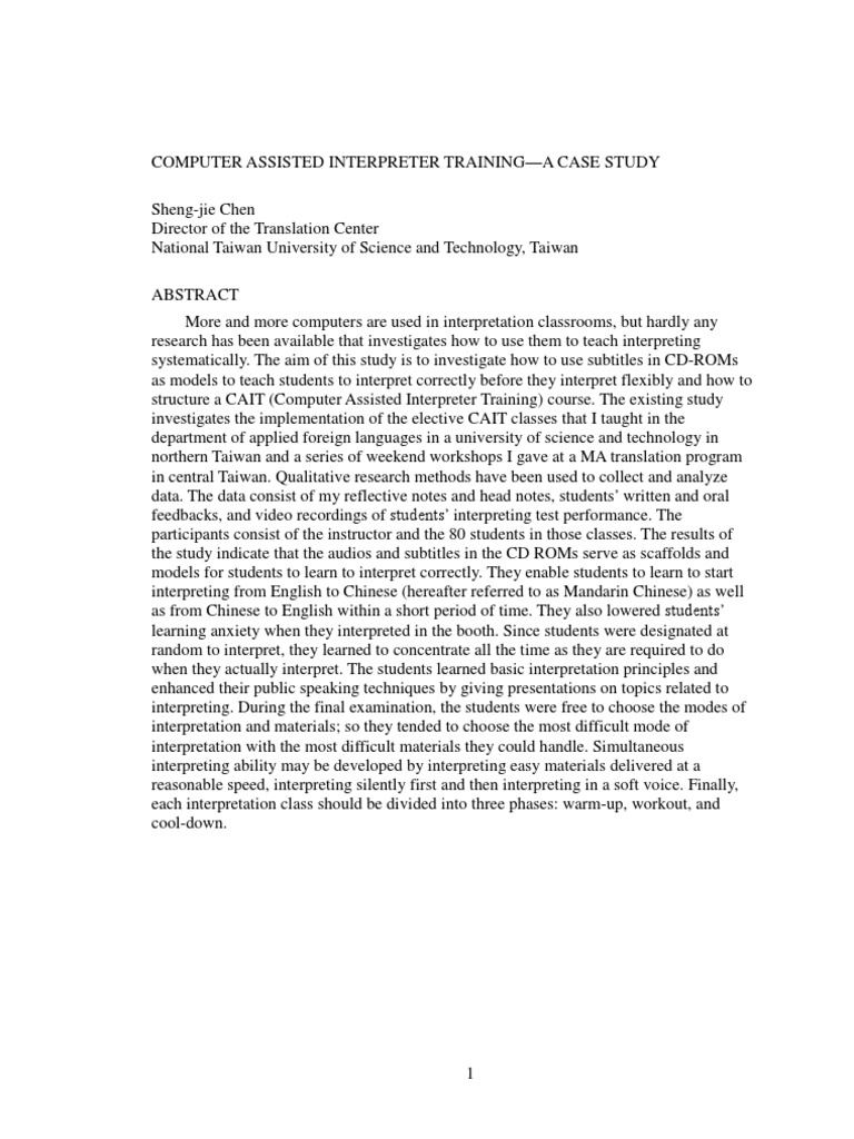 Computer Assisted Interpreter Training | PDF | Language Interpretation ...