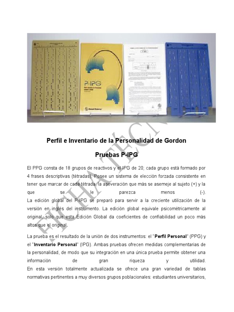 Prueba P-IPG: Inventario de Personalidad | PDF | Ciencias del ...