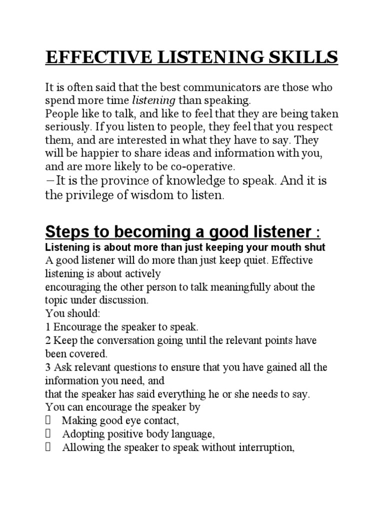 Mastering Effective Listening Skills | PDF | Mental Processes | Psychology