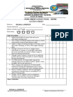 Classroom Obervation Tool - RPMS: Rating Sheet